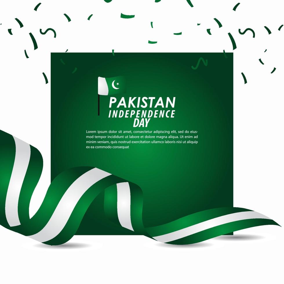 Ilustración de diseño de plantilla de vector de celebración del día de la independencia de Pakistán