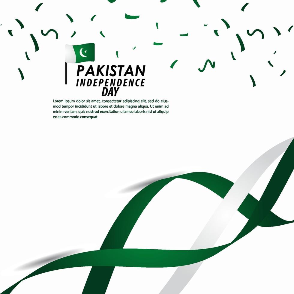 Ilustración de diseño de plantilla de vector de celebración del día de la independencia de Pakistán