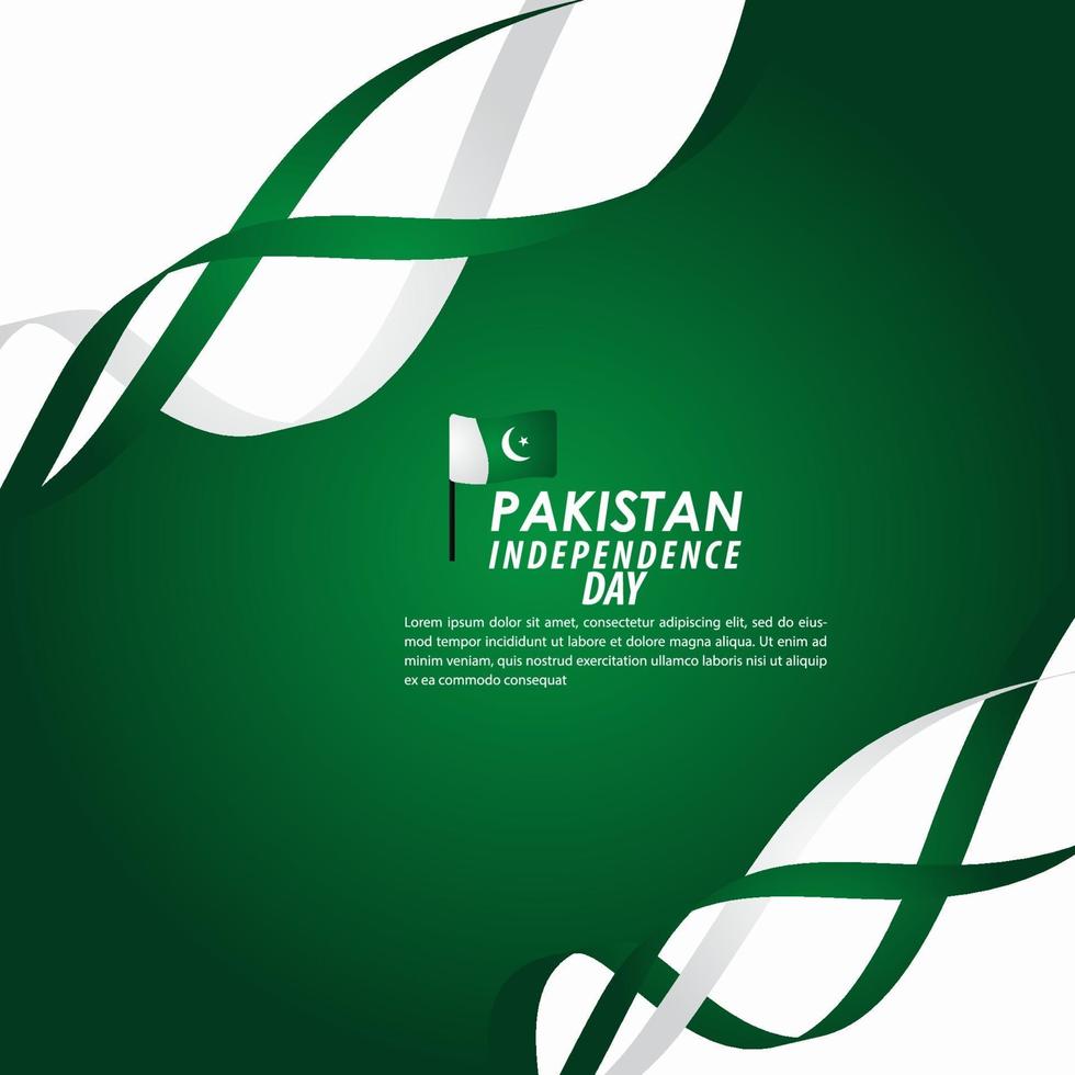 Ilustración de diseño de plantilla de vector de celebración del día de la independencia de Pakistán