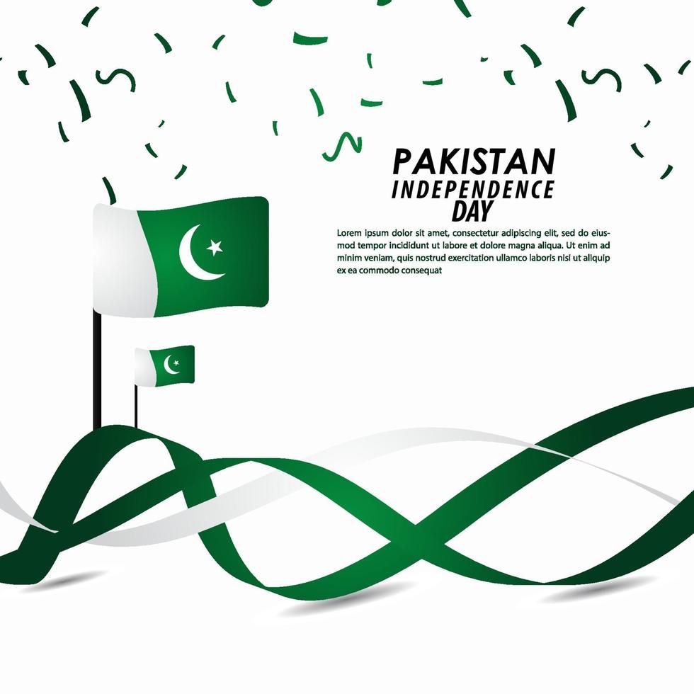 Ilustración de diseño de plantilla de vector de celebración del día de la independencia de Pakistán