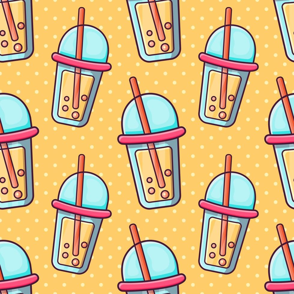 bubble tea seamless pattern illustration vector