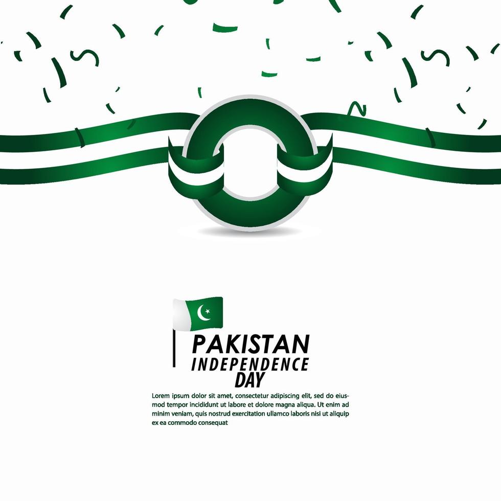 Ilustración de diseño de plantilla de vector de celebración del día de la independencia de Pakistán