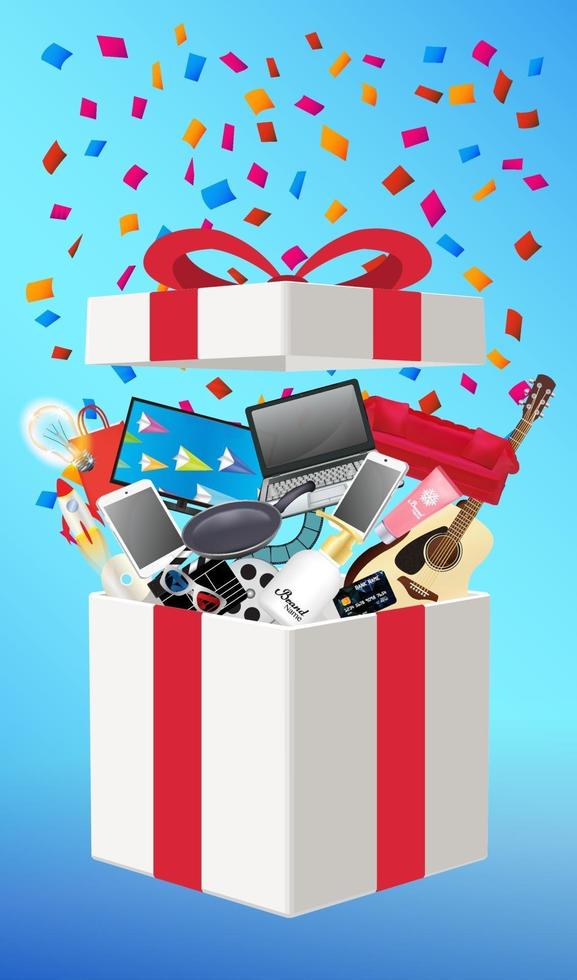 General objects in a opening gift box vector