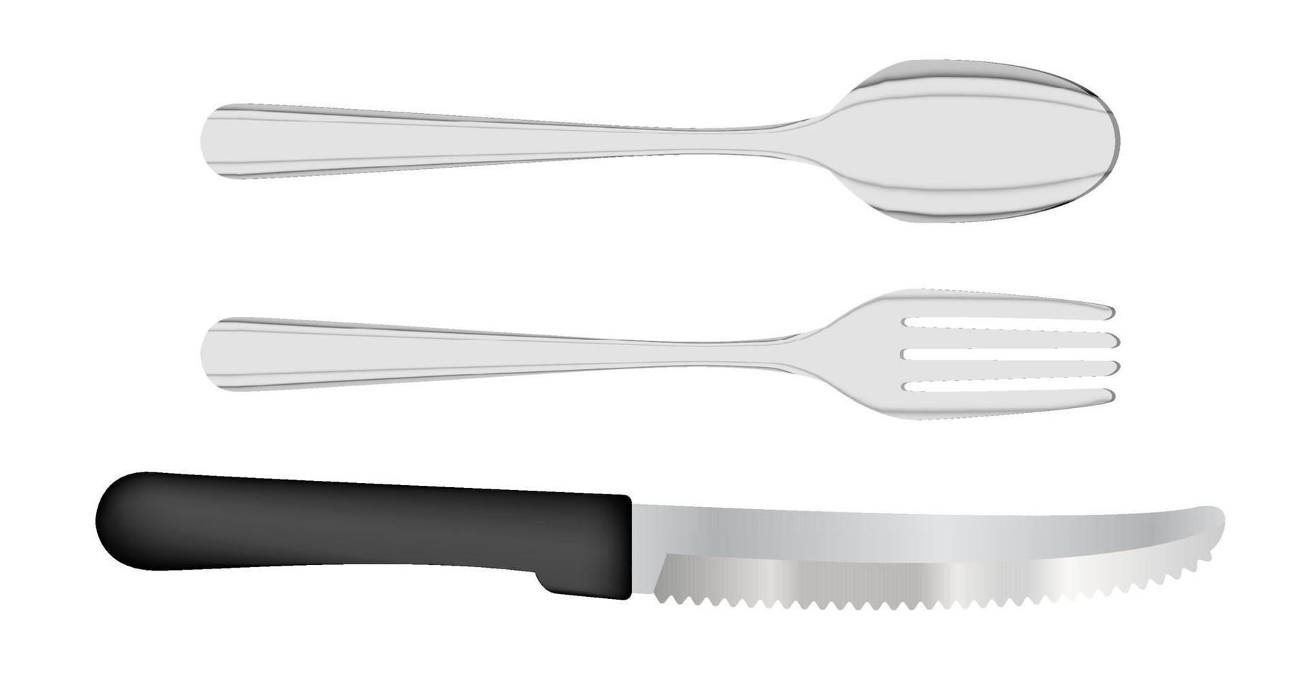 conjunto de vector de tenedor, cuchara y cuchillo