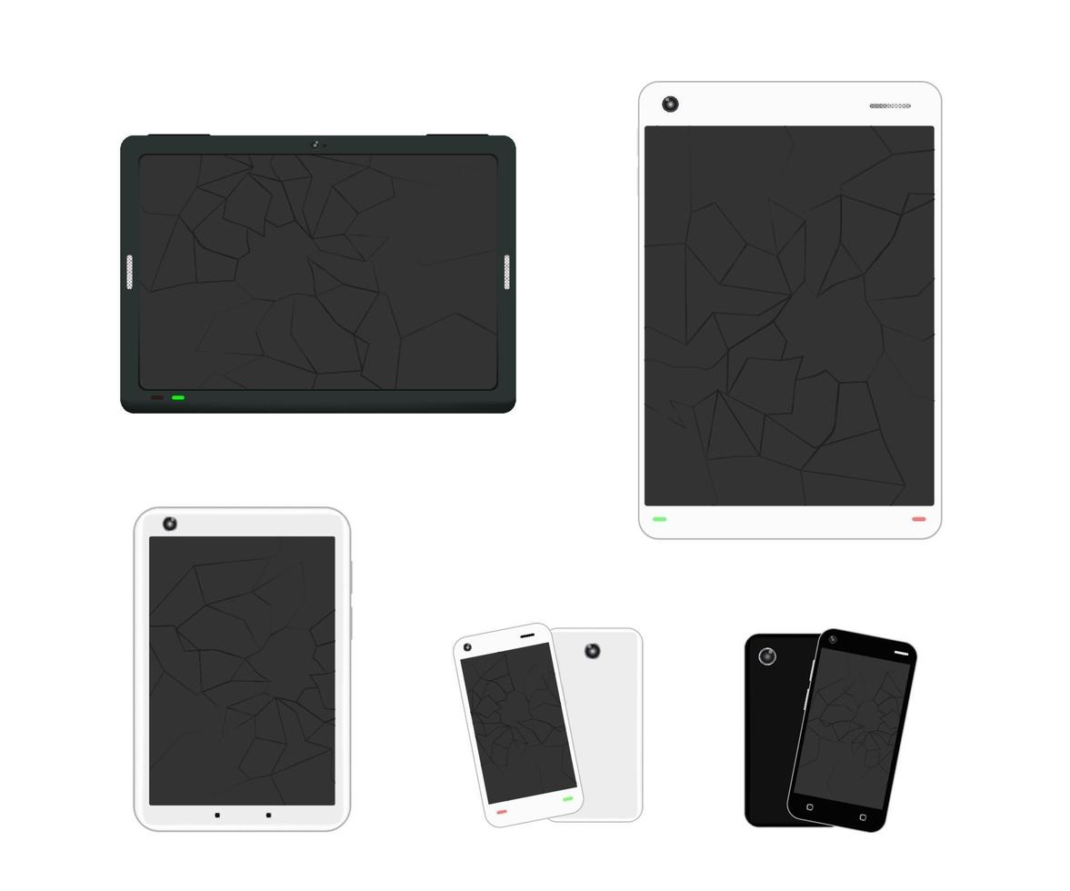 pantallas rotas, teléfonos inteligentes y tabletas vector