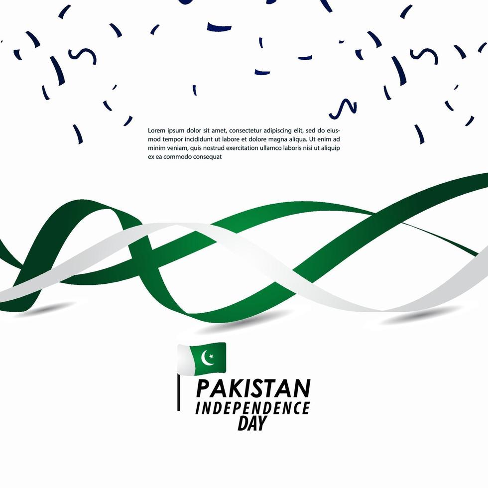 Ilustración de diseño de plantilla de vector de celebración del día de la independencia de Pakistán