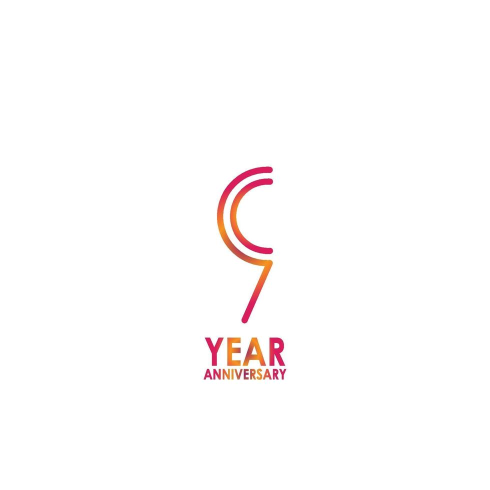 9 Year Anniversary Celebration Vector Template Design Illustration