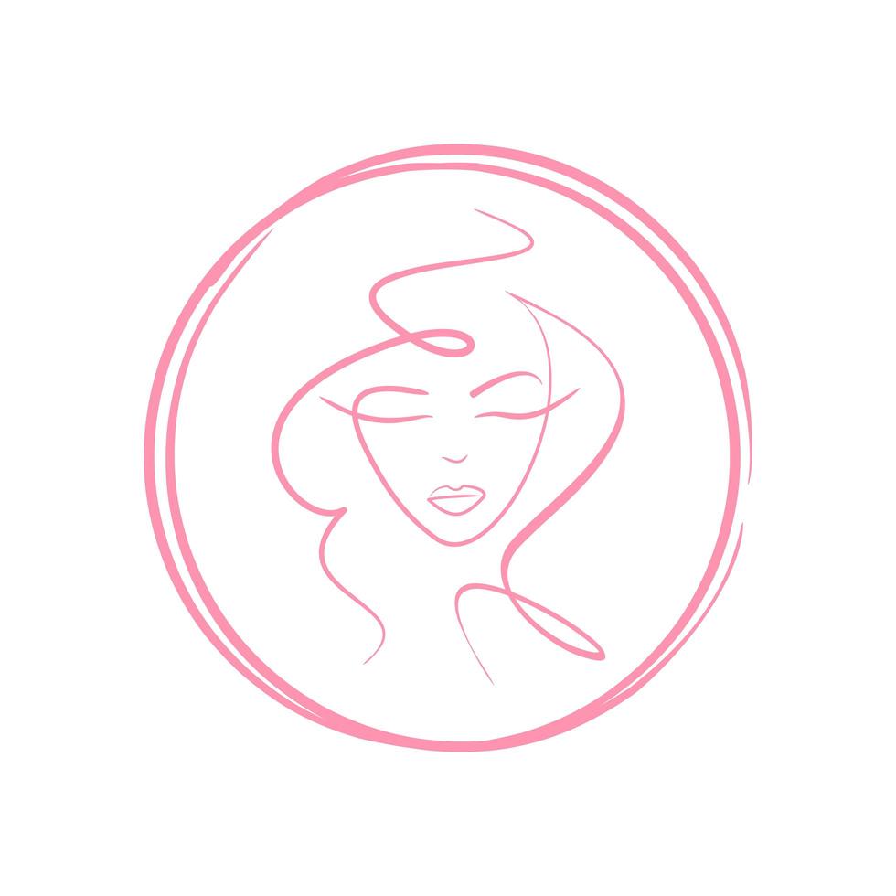 silueta de cara de niña - vector logo sobre fondo blanco para salón de belleza.