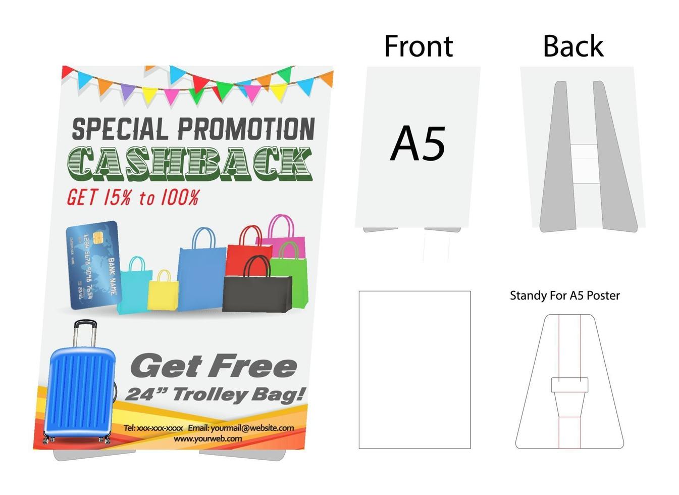 tent card A5 size mock up die-cut vector