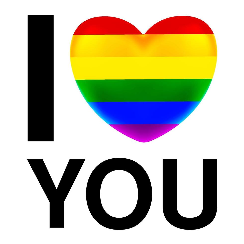 i love you with LGBT Flag heart vector
