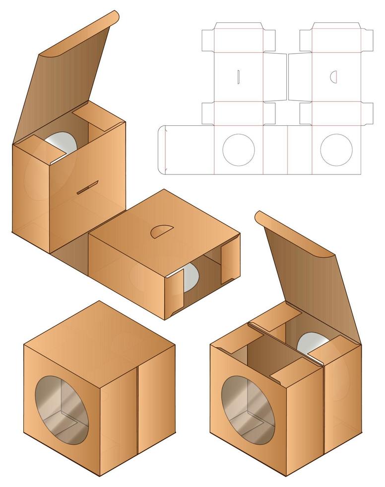 diseño de plantilla troquelada de embalaje de caja. Maqueta 3d vector