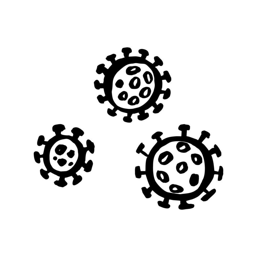 COVID-19. coronavirus - dibujo vectorial en blanco y negro vector