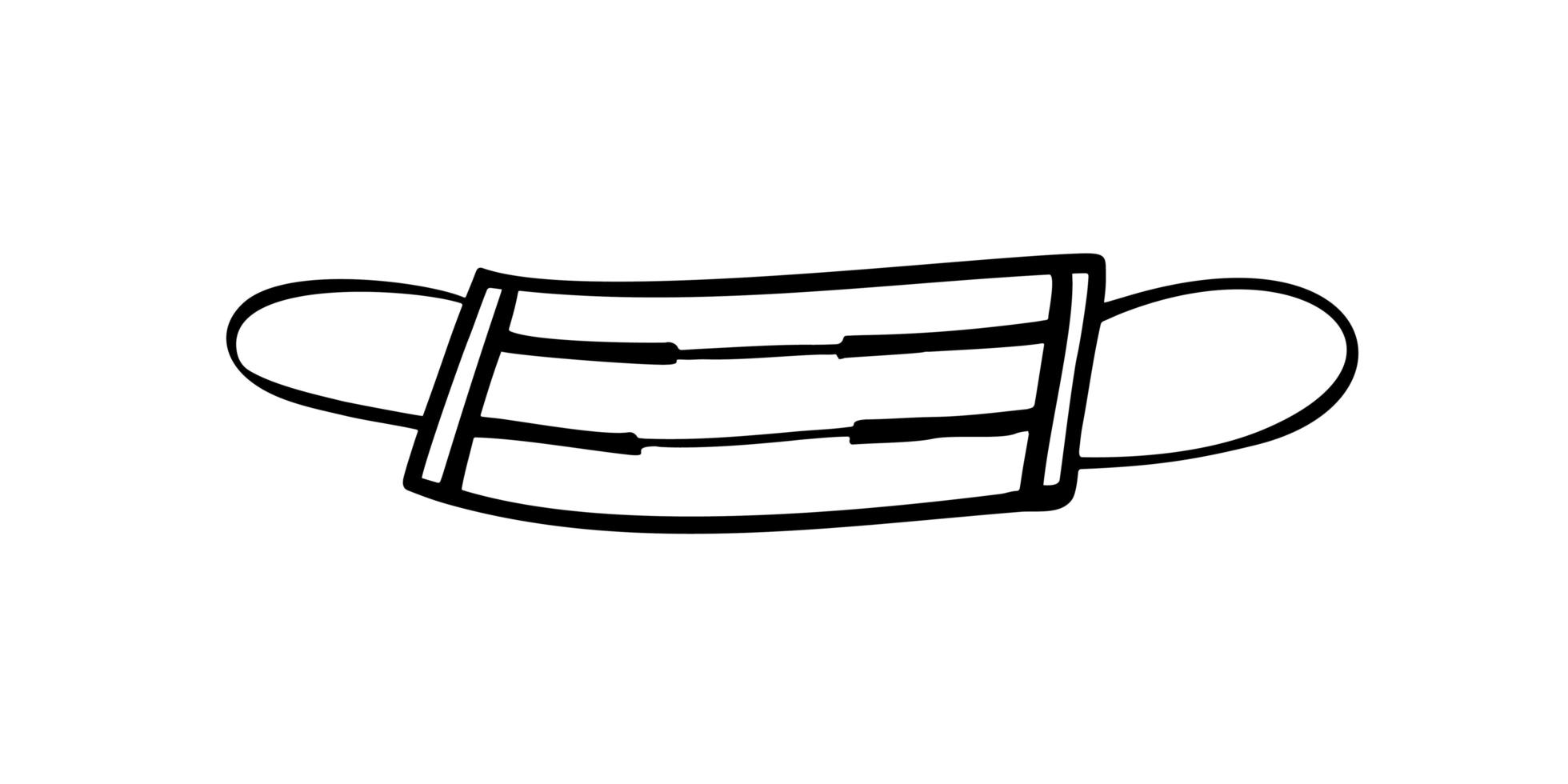 medical mask - linear vector sketch. prevention of coronavirus.