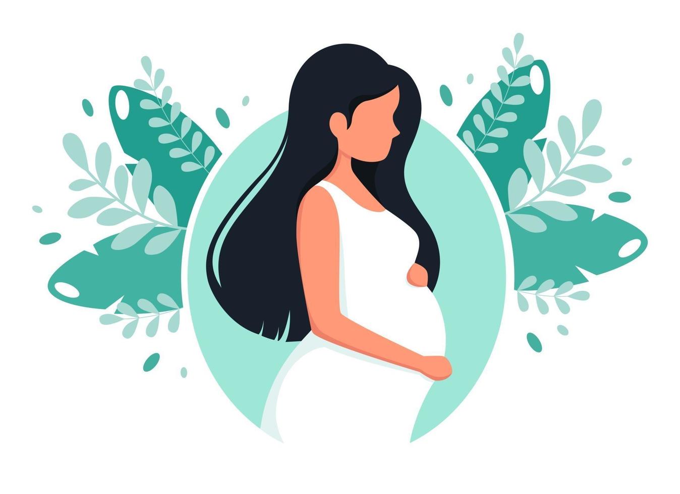 Pregnant woman. Pregnancy, motherhood concept. Vector illustration.