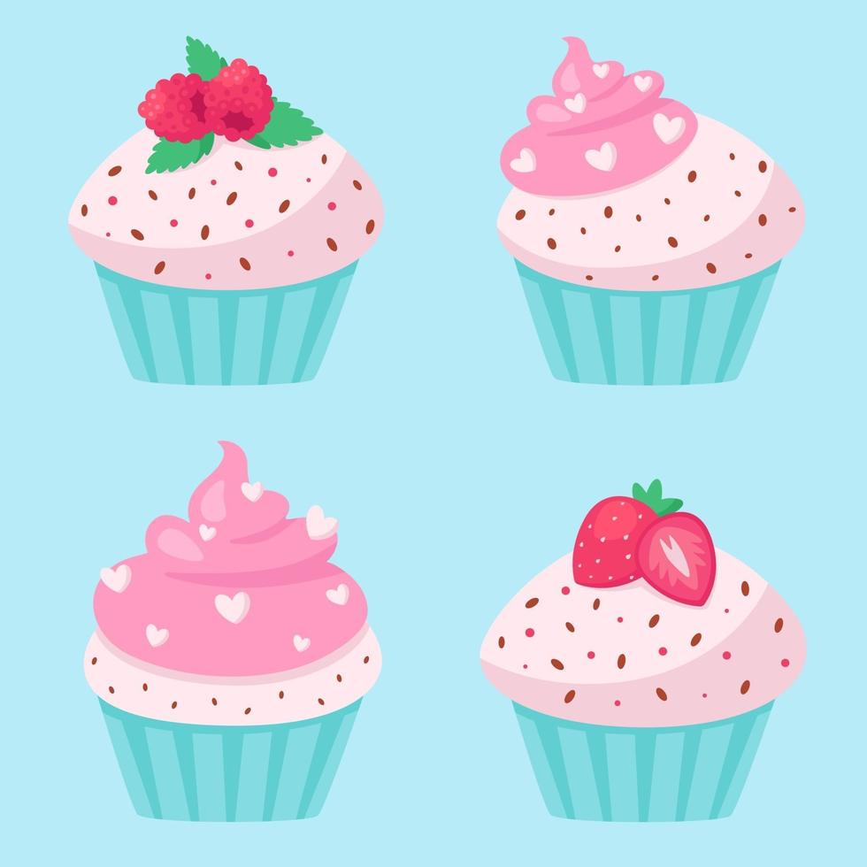 cupcakes de san valentín. ilustración vectorial vector