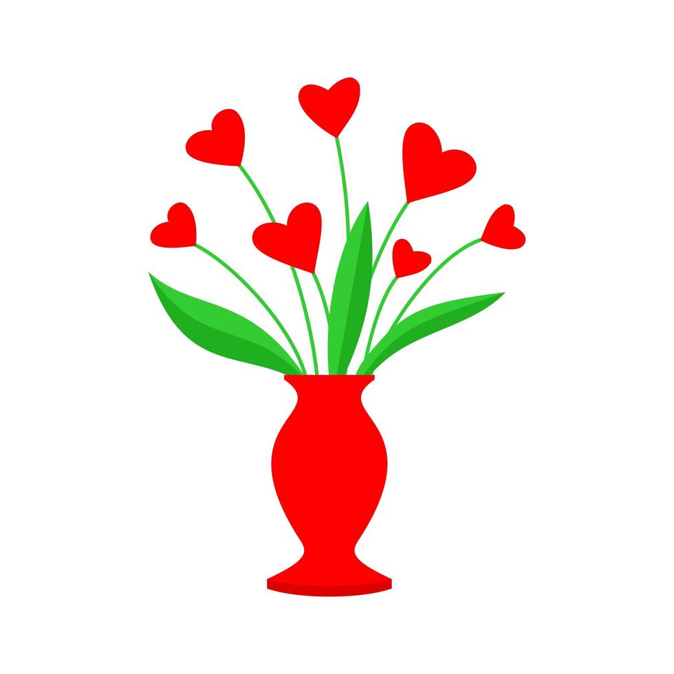 florero con corazones - ilustración vectorial sobre un fondo blanco para el día de San Valentín de vacaciones. vector