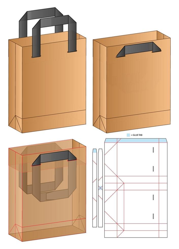Box packaging die cut template design. 3d mock-up vector