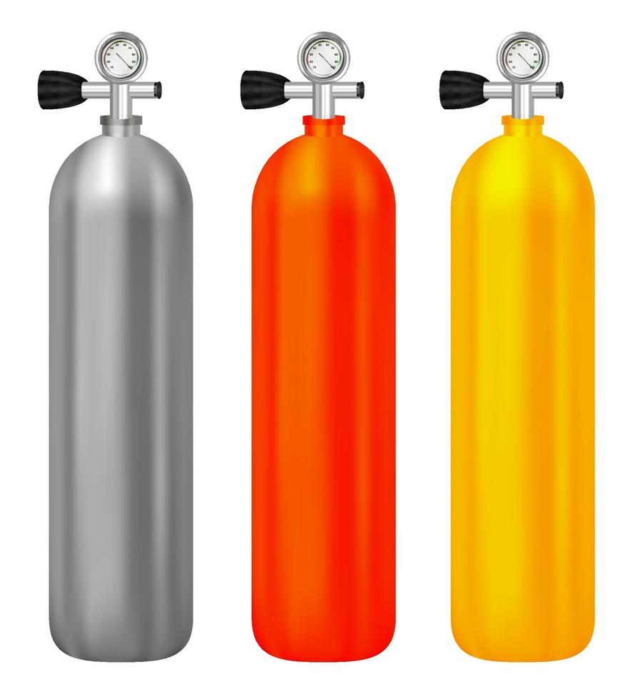 real gas tanks with meter on white background vector