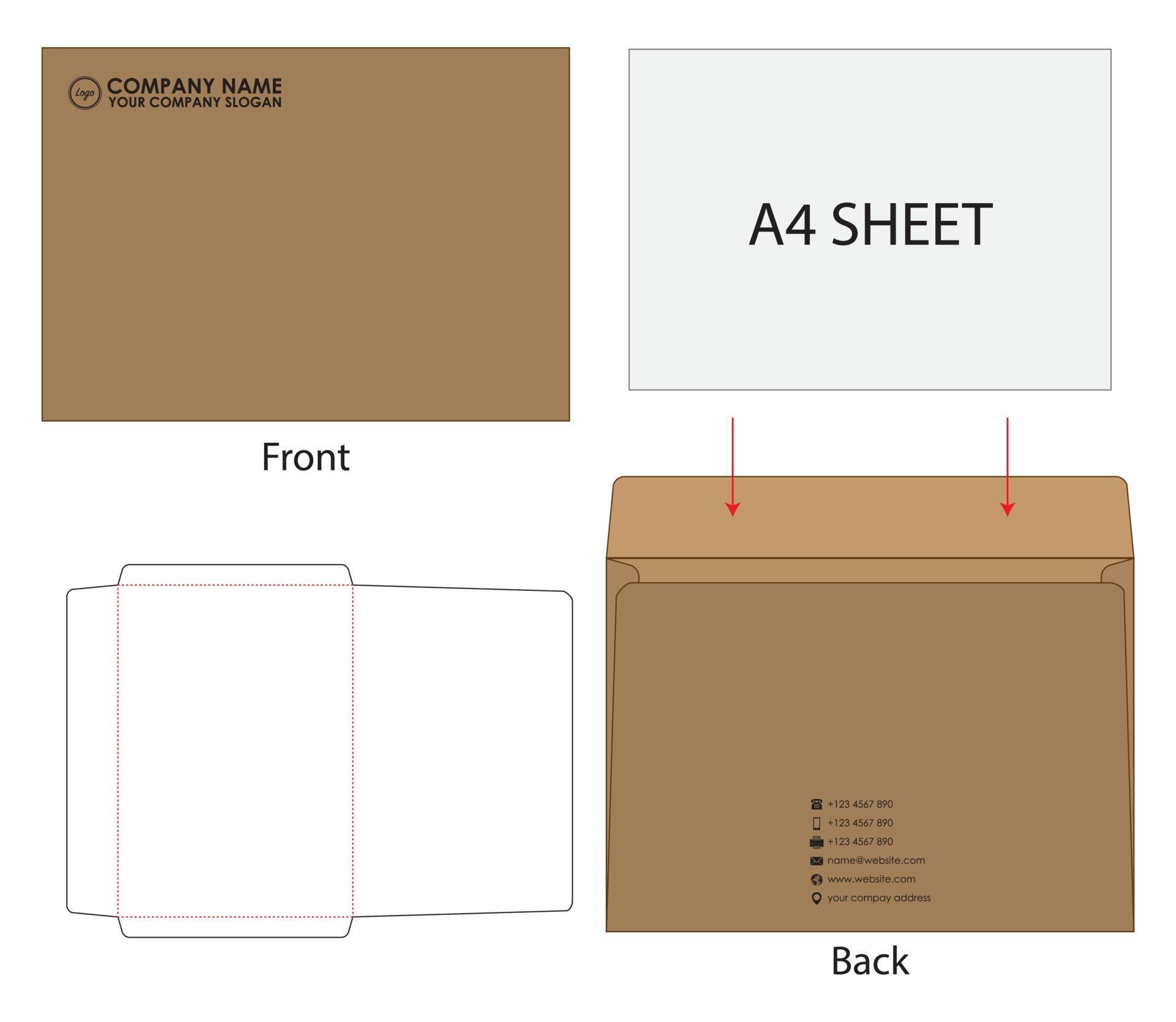 envelope die cut mock up template vector 2311668 Vector Art at Vecteezy