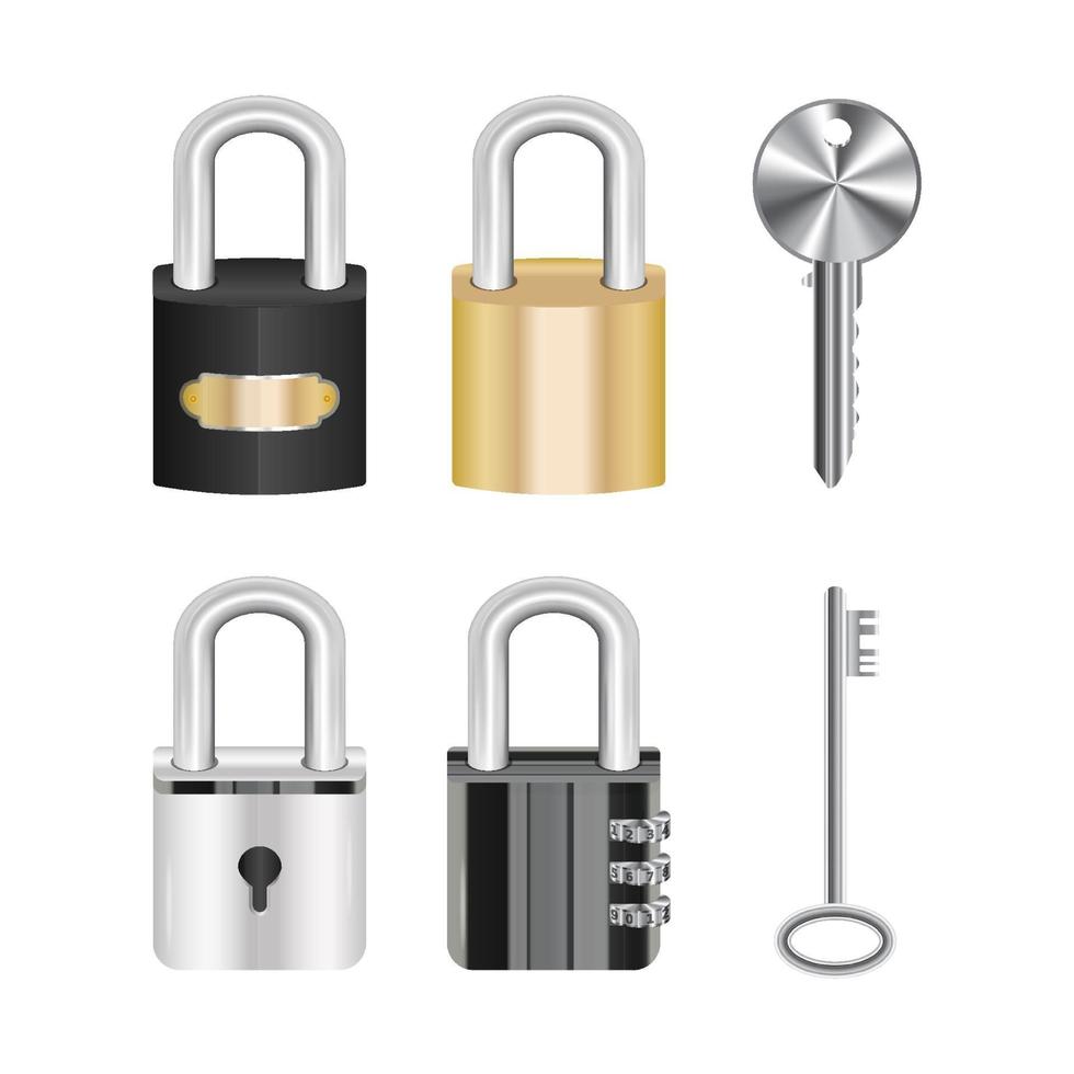 set of real steel master locks and keys vector
