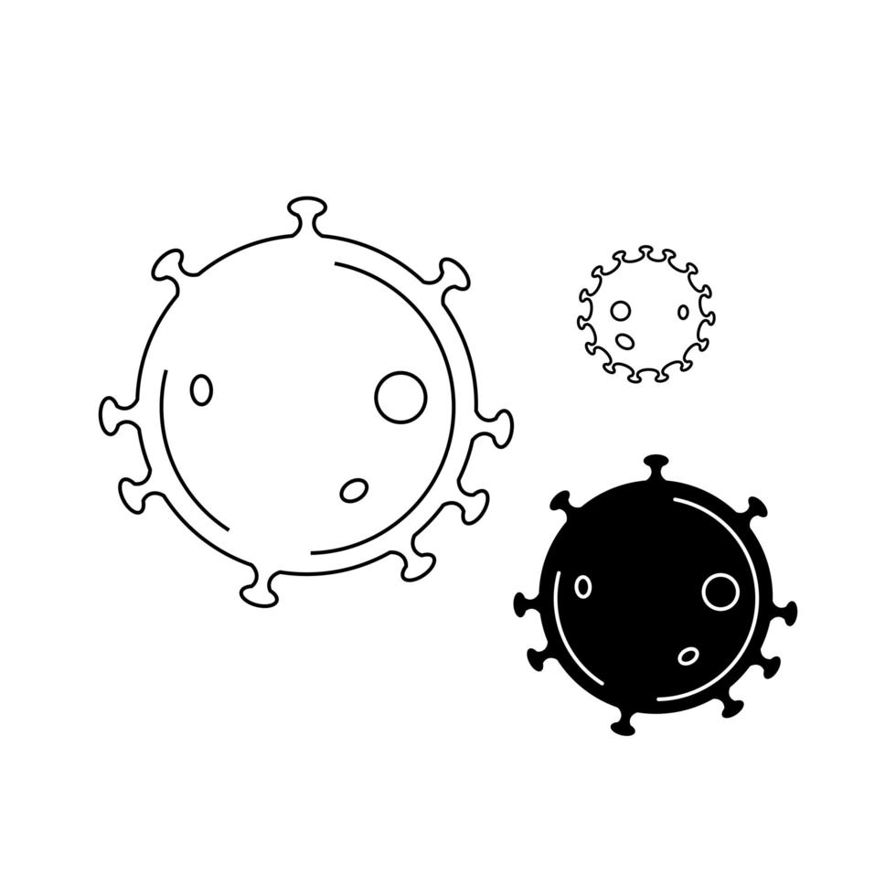 virus - ilustración vectorial en blanco y negro sobre un fondo blanco. coronavirus. vector