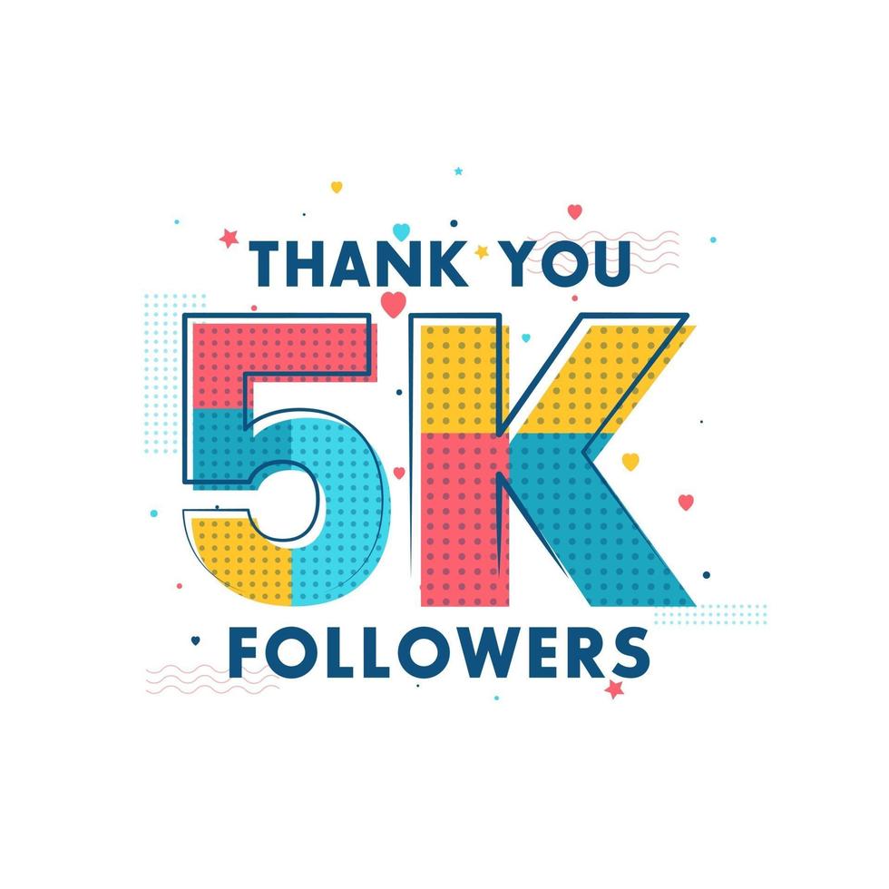 Thank you 5k Followers celebration, Greeting card for 5000 social followers. vector