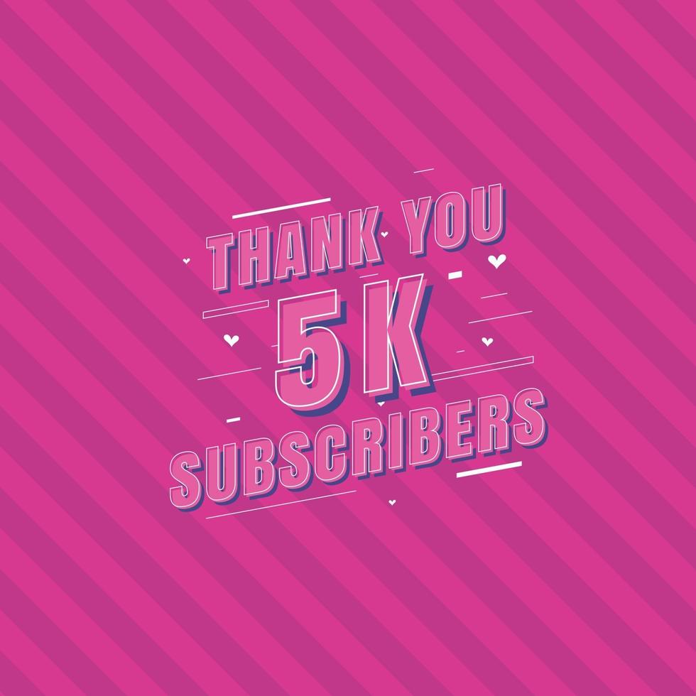 Thank you 5k Subscribers celebration, Greeting card for 5000 social Subscribers. vector