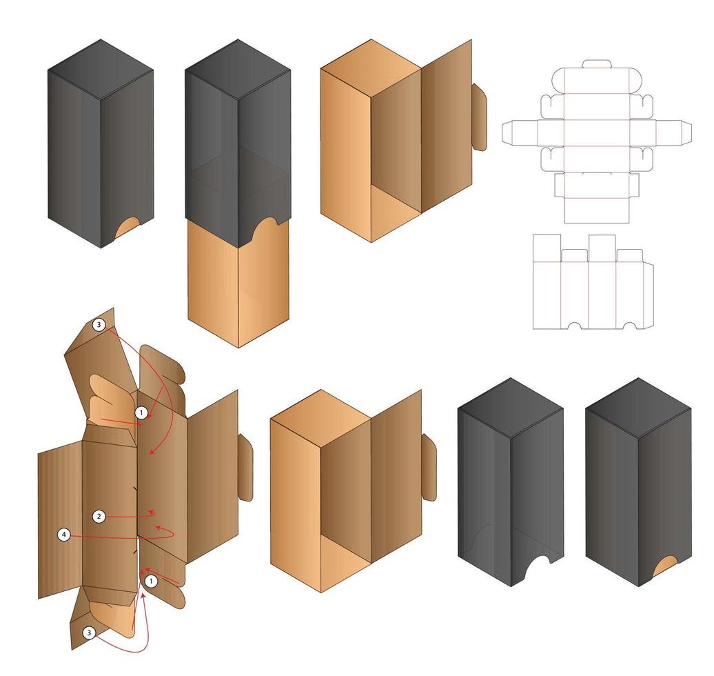 Box packaging die cut template design. 3d mock-up vector