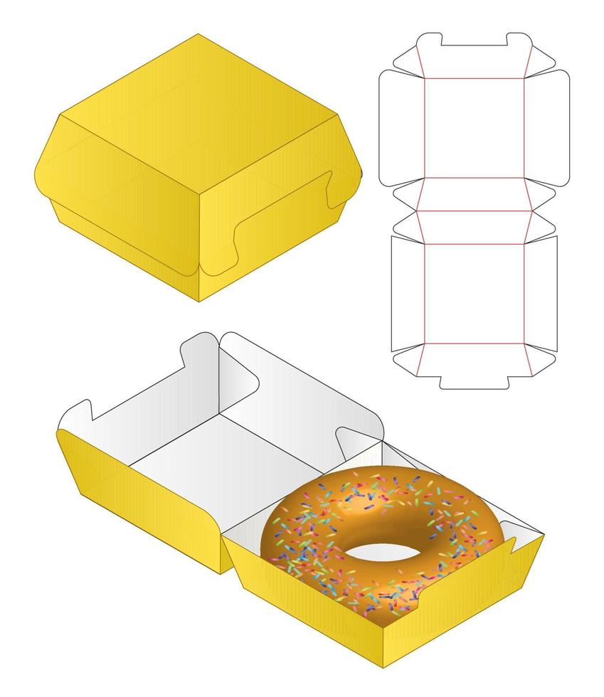 Box packaging die cut template design. 3d mock-up vector