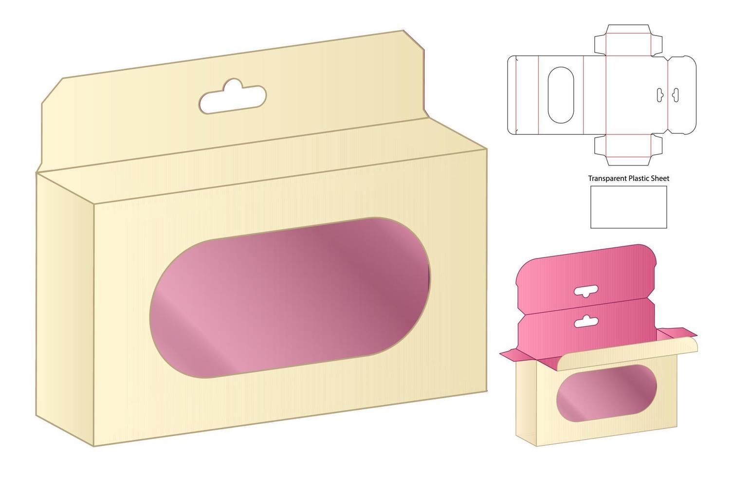 Box packaging die cut template design. 3d mock-up vector