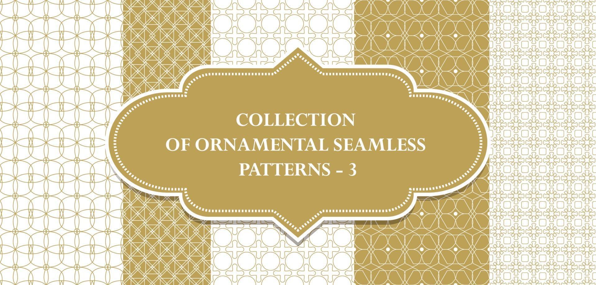 Collection of repeatable ornamental vector patterns. Geometric oriental backgrounds