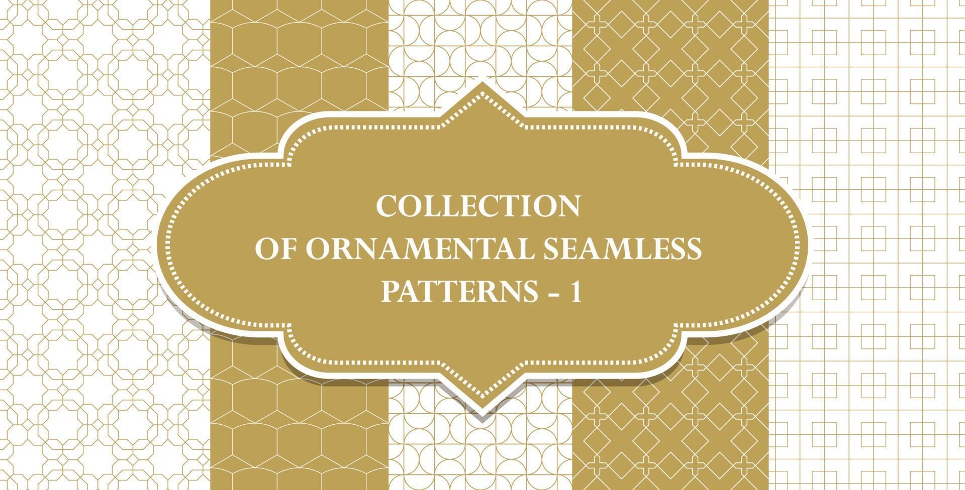 Collection of repeatable ornamental vector patterns. Geometric oriental backgrounds