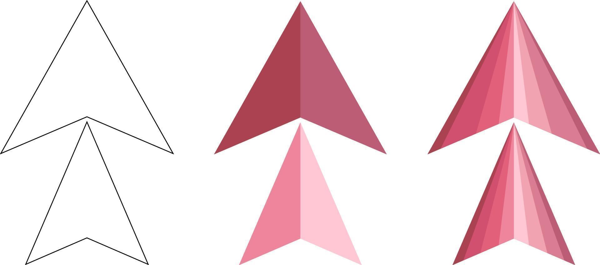 Polygonal, flat and contour arrows set isolated on a white background vector