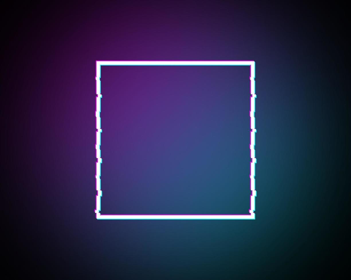 Glitched Square Frame Design. Distorted Glitch Style Modern Background. Glow Design for Graphic Design - Banner, Poster, Flyer, Brochure, Card. Vector Illustration.