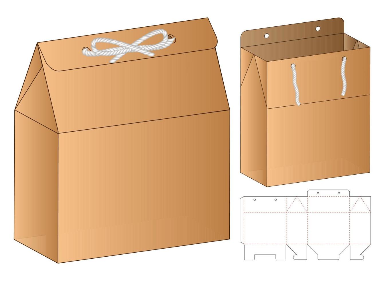 Box packaging die cut template design. 3d mock-up vector