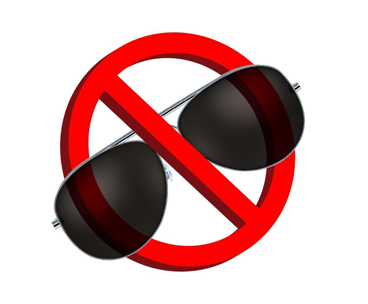 no black sunglasses, prohibition sign vector