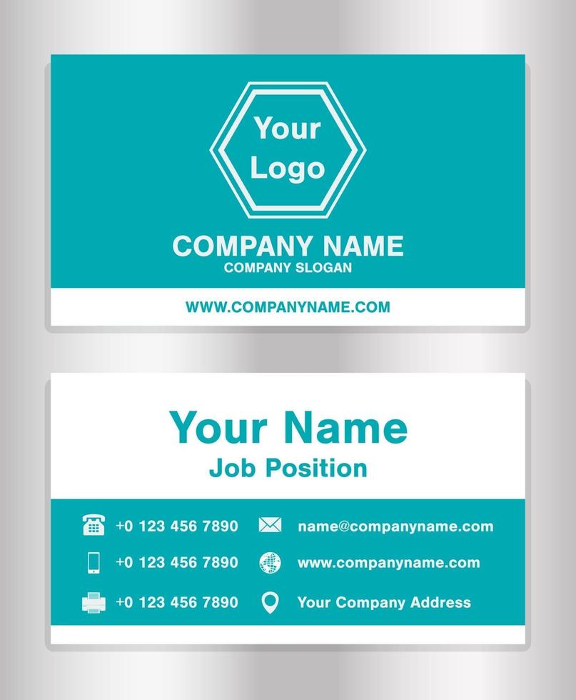 simple bright blue theme business name card template vector