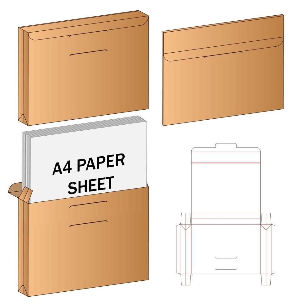 Box packaging die cut template design. 3d mock-up vector
