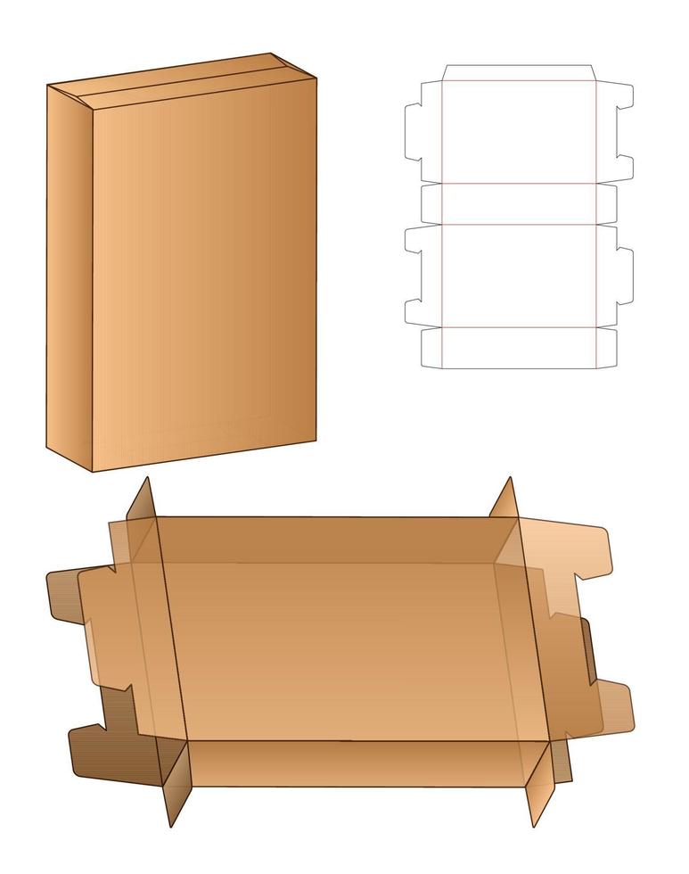 diseño de plantilla troquelada de embalaje de caja. Maqueta 3d vector