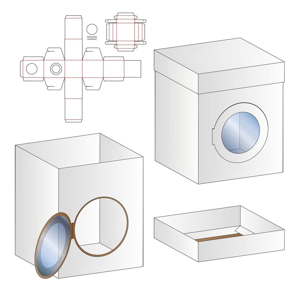 diseño de plantilla troquelada de embalaje de caja. Maqueta 3d vector