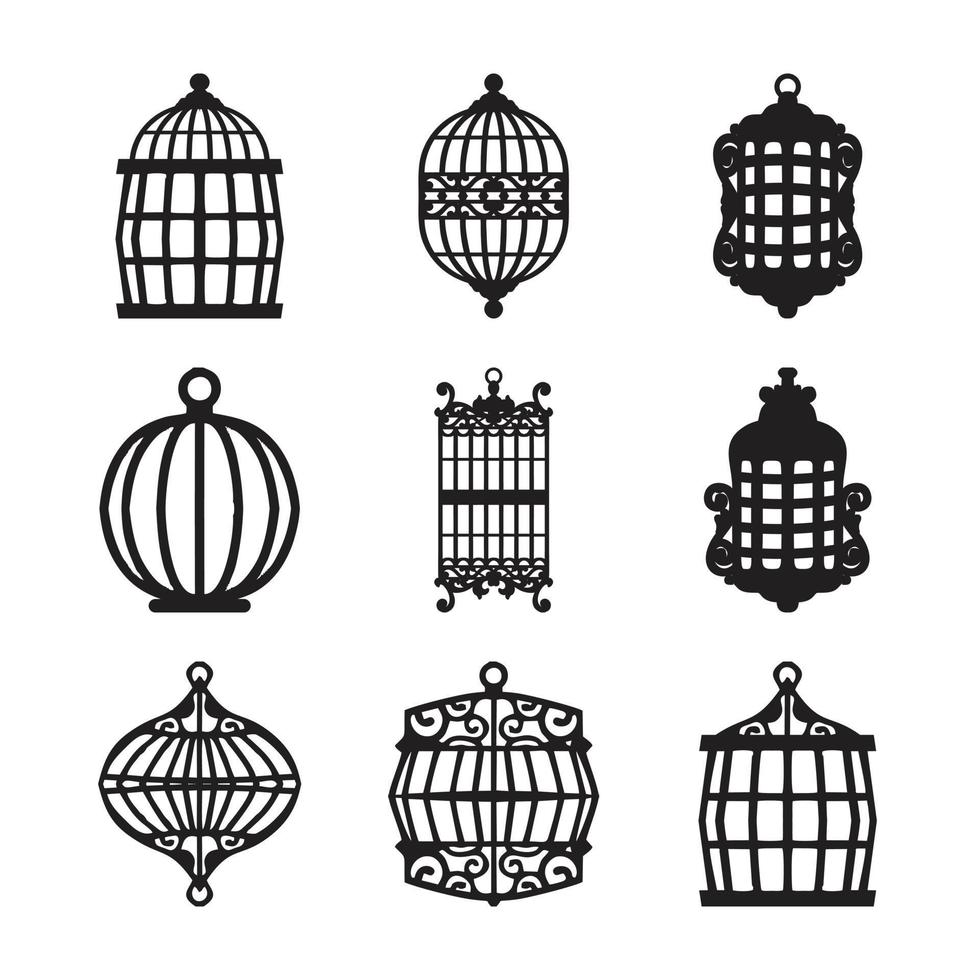 bird cage silhouette vector pack