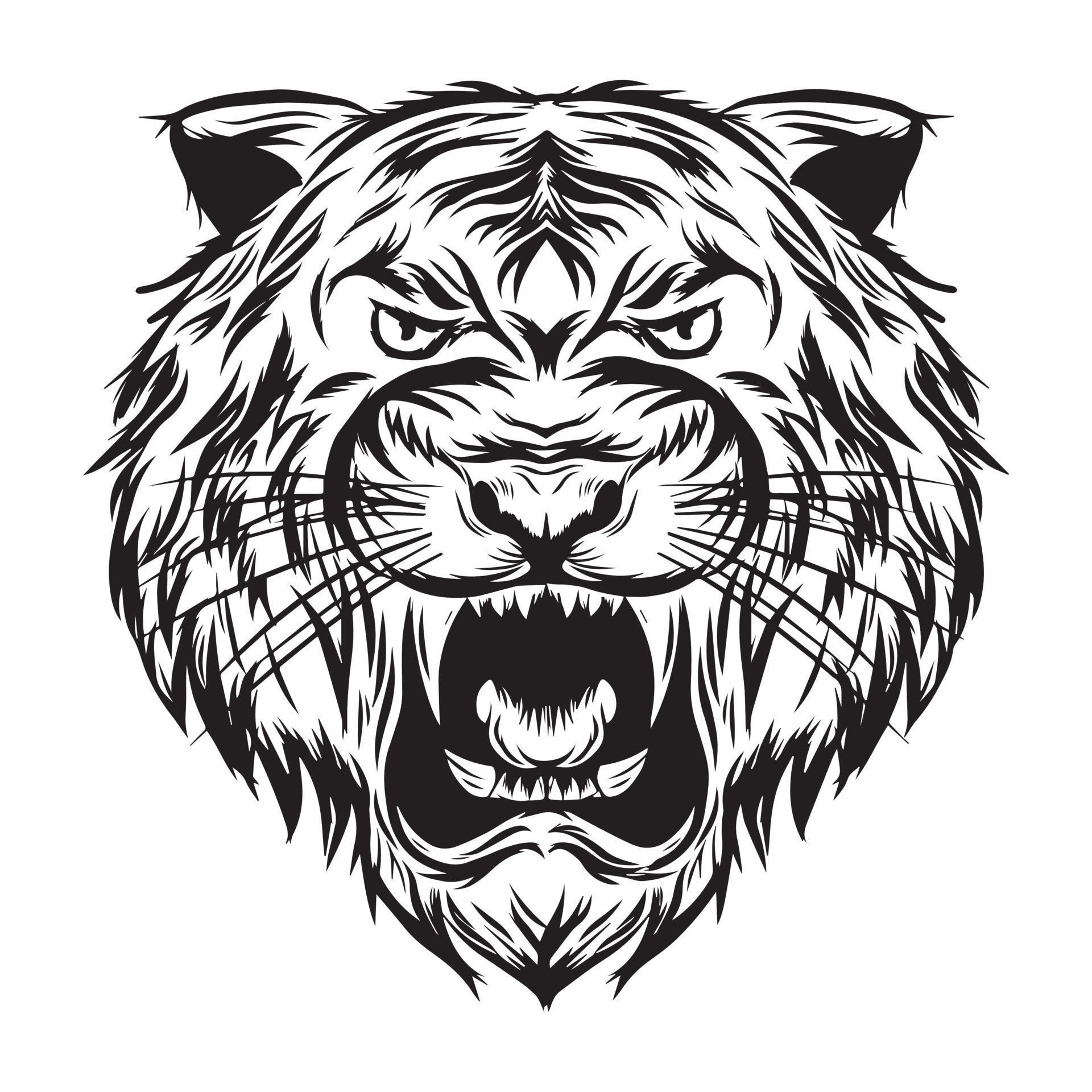 black white tiger head vector illustration 2311954 Vector Art at Vecteezy