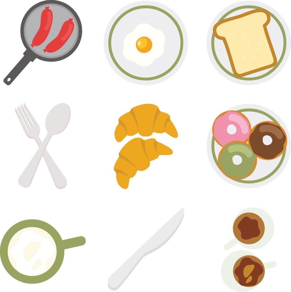breakfast mascot flat design vector set