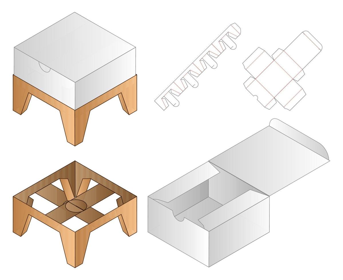 Box packaging die cut template design. 3d mock-up vector