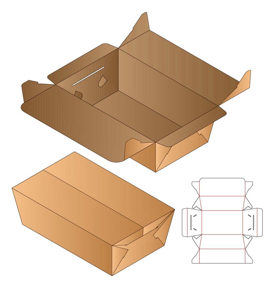 Box packaging die cut template design. 3d mock-up vector