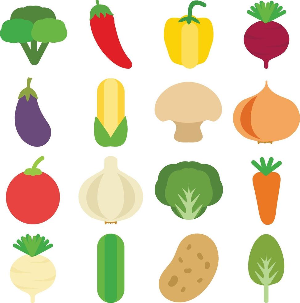 vegetables flat design vector set