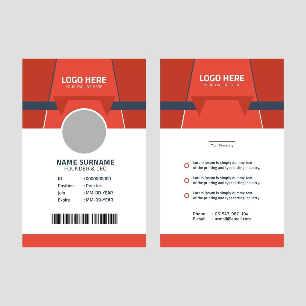 Corporate Red Id Card Template vector