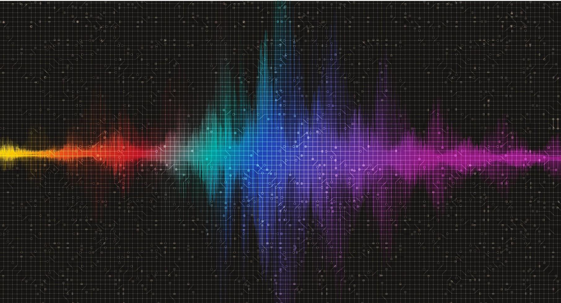 Colorful Digital Sound Wave on black Background vector