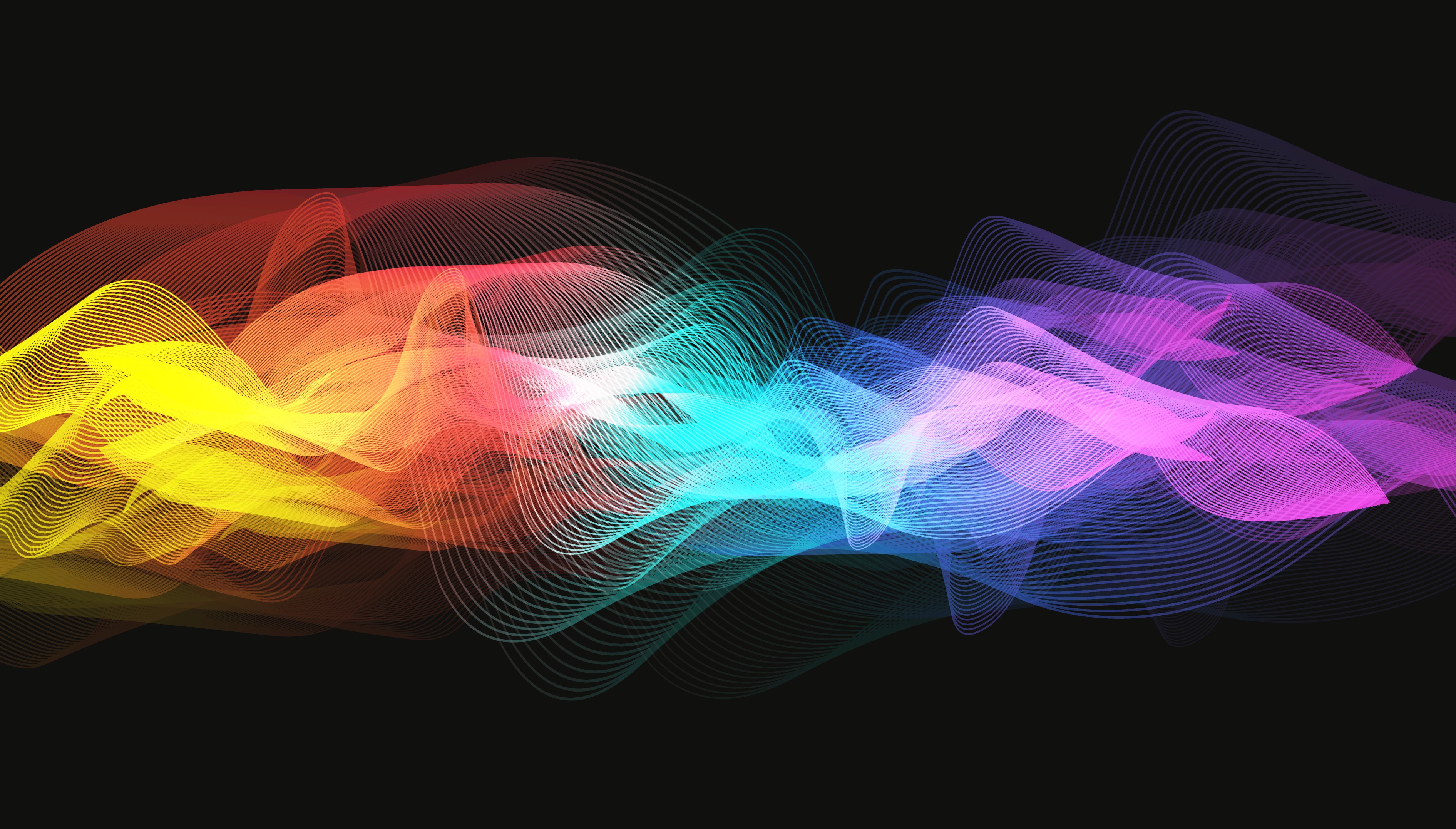 Waving Colorful Digital Sound Wave on black Background 2312131 Vector