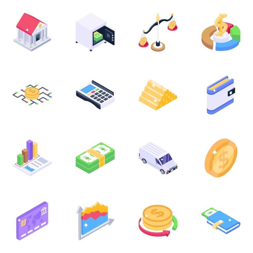 Business Analytics Isometric icon set vector